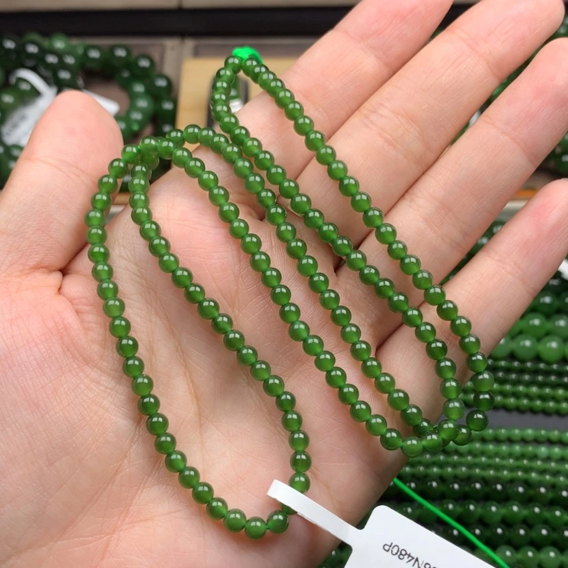 【闪购商品】颈饰未镶嵌和田玉（碧玉）4m辣绿无黑