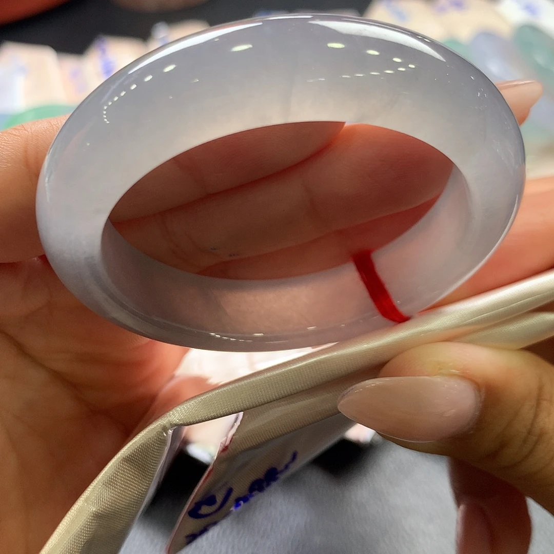 翡翠未镶嵌手镯53号冰胶烟熏蓝紫