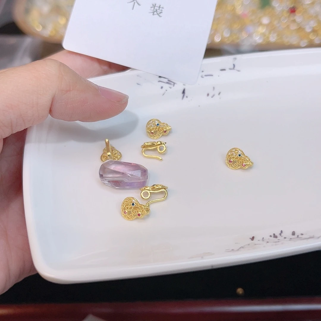 紫晶珠宝半成品银S925镀金镶嵌298