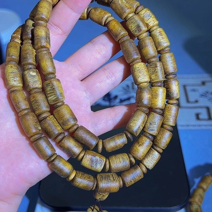 手串沉香不*九九沉老料板头白棋多圈