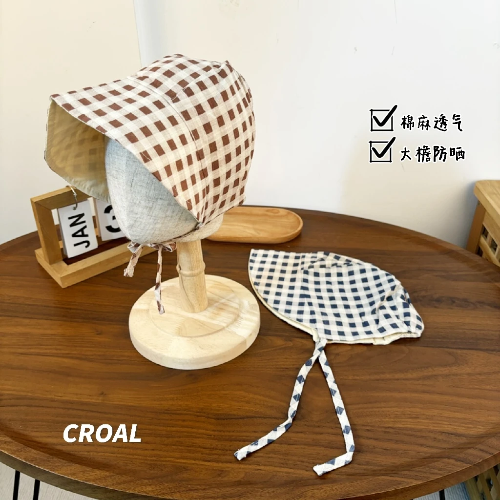 婴儿遮阳帽春秋款女童绑带男宝宝大檐帽子婴幼儿太阳帽儿童防晒帽