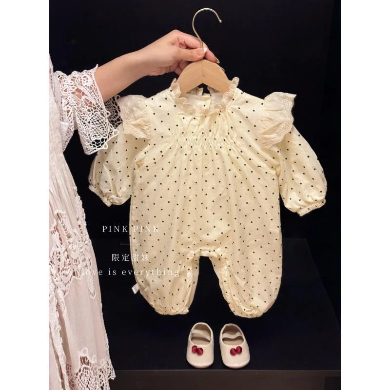 甜心奶酪｜波点小飞袖长袖双层连体衣外出服