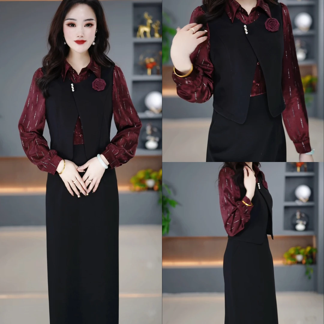 春季新款连衣裙2025新款显瘦修身收腰韩版气质遮肚裙子YX25J205