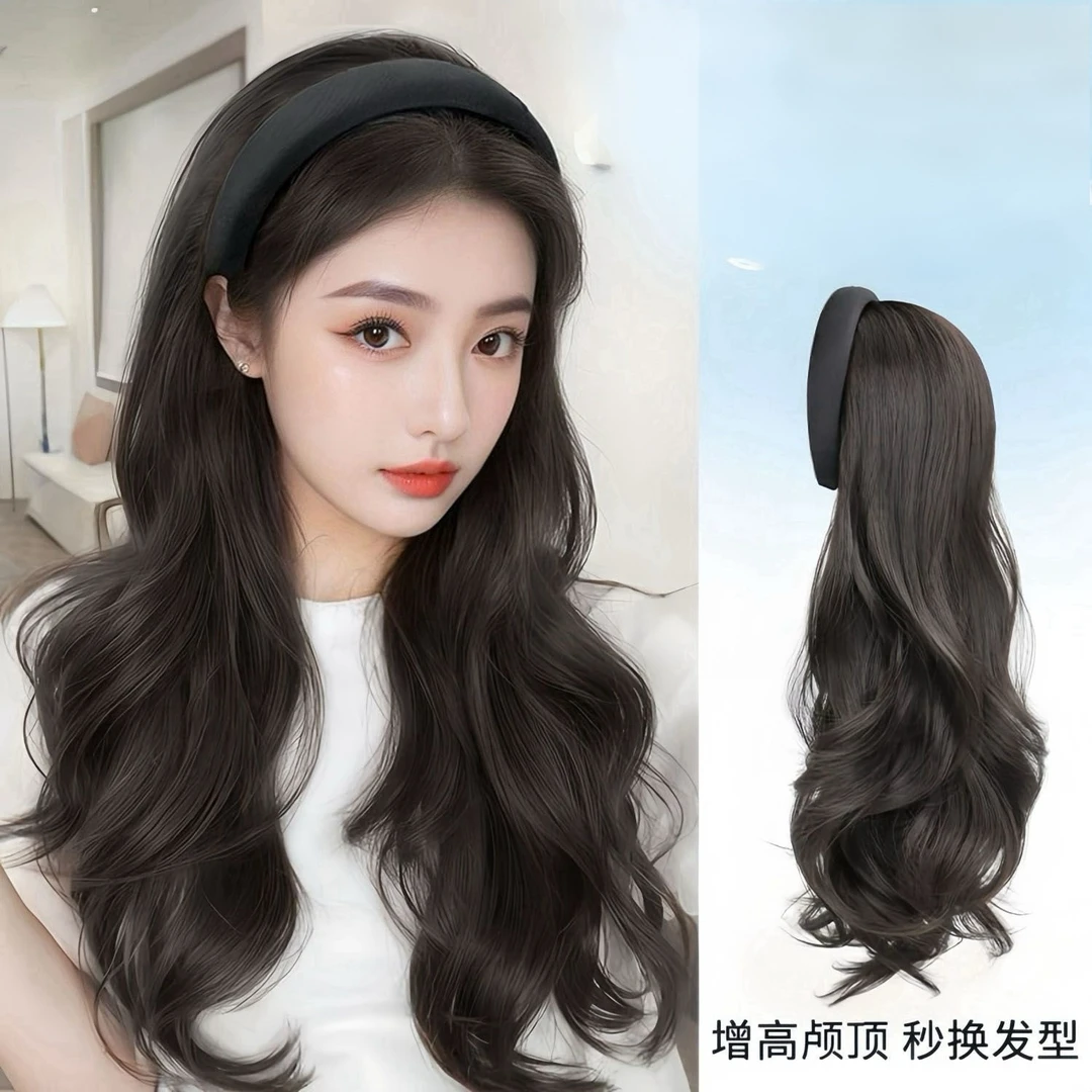 假发全真发发箍便携长发半手织越南发任意造烫染持久一片式