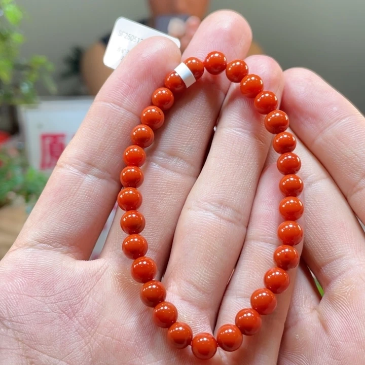 南红玛瑙老南红柿子红单圈6m m未镶嵌