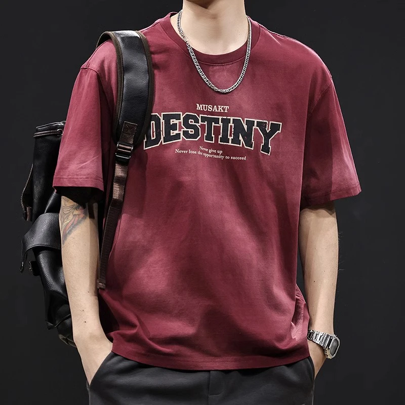 MR.MUDI/穆迪先生夏季宽松短袖T恤男潮流复古风格百搭休闲上衣