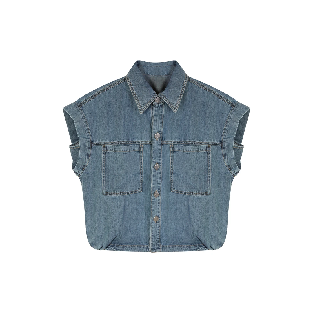 【NG·Studio】复古牛仔马甲时尚小众别致上衣预NGC5SY2170