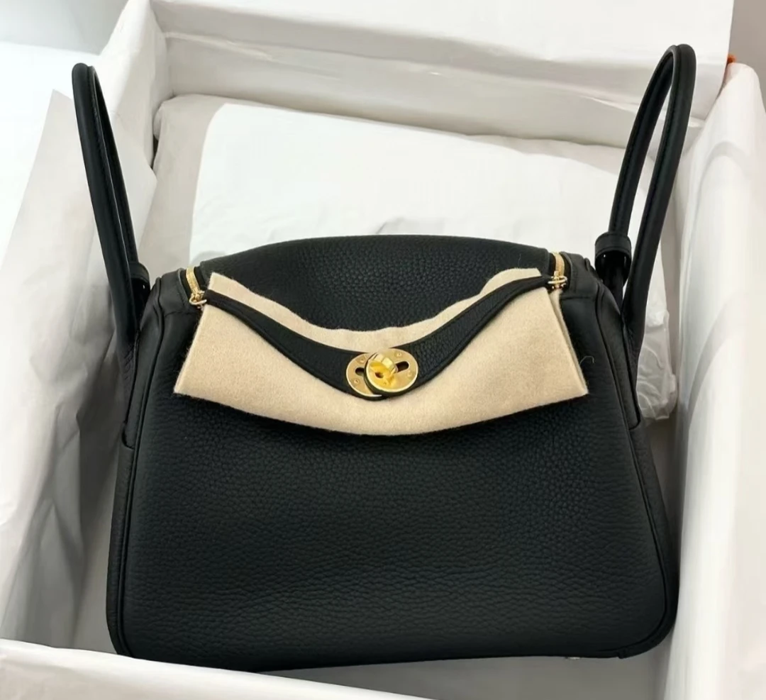 99新 Hermes/爱马仕 lindy26 黑金 tc皮 Y刻