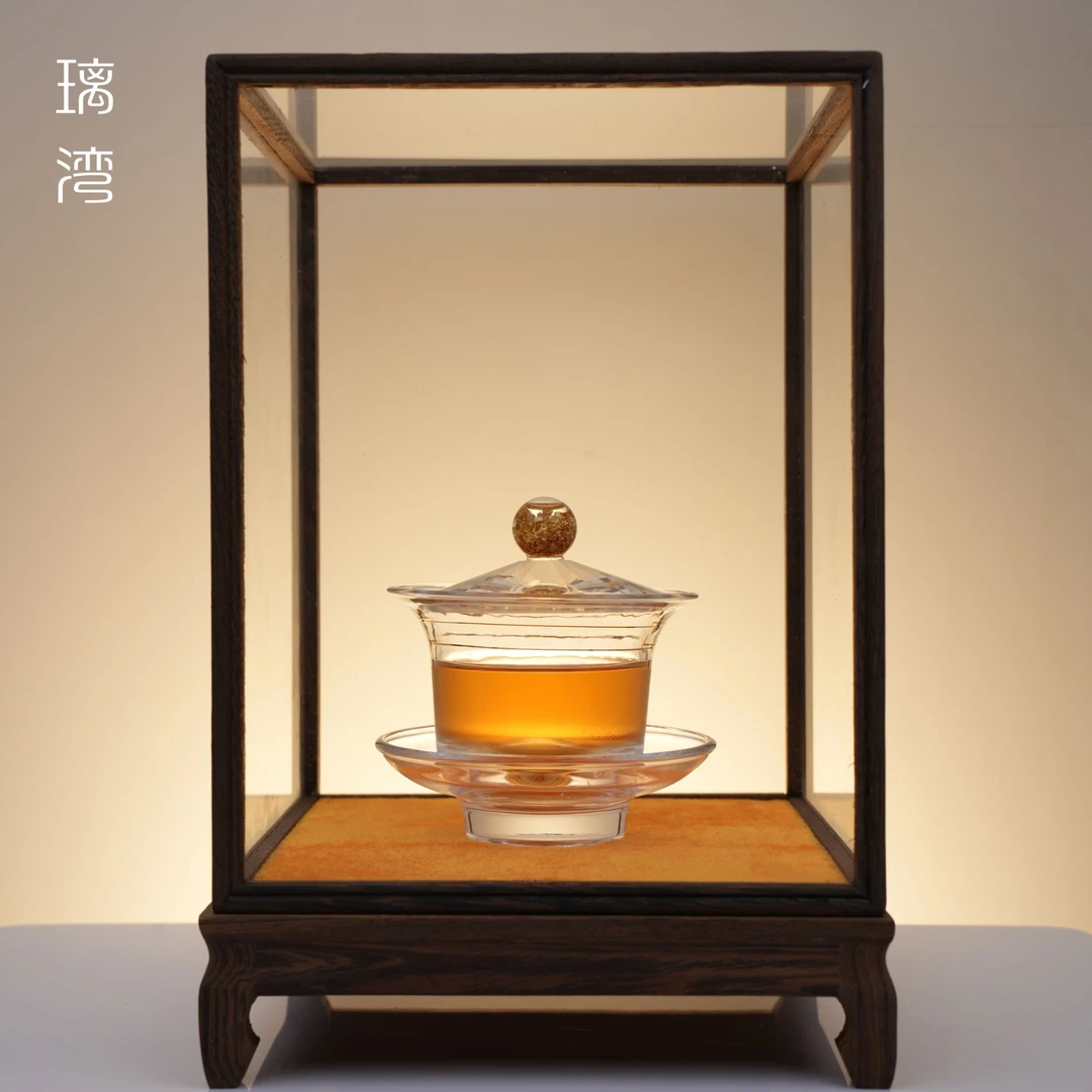 璃湾LIWAN纯人工手作无铅水晶玻璃茶杯三才盖碗纯手工高档茶具