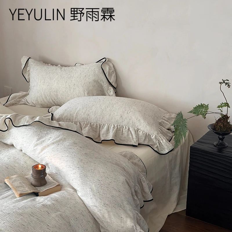 法式公主风丨双层纱四件套纯棉全棉2025新款床单被套荷叶边床品