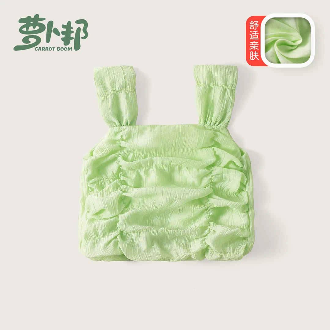 【萝卜邦】B195女儿童节夏季上衣中小童女童韩版甜系吊带背心泡泡棉