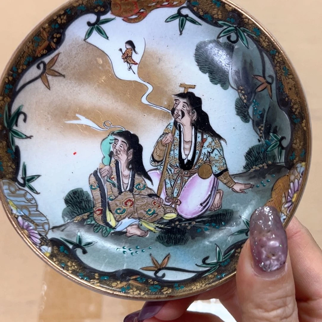 琉璃手工艺品九谷12寸手绘盘