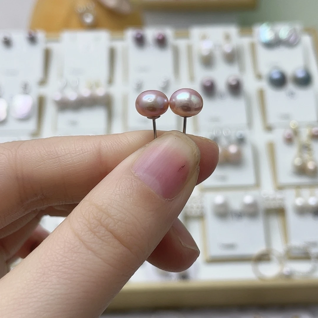 d***i耳饰淡水珍珠银S925镶嵌