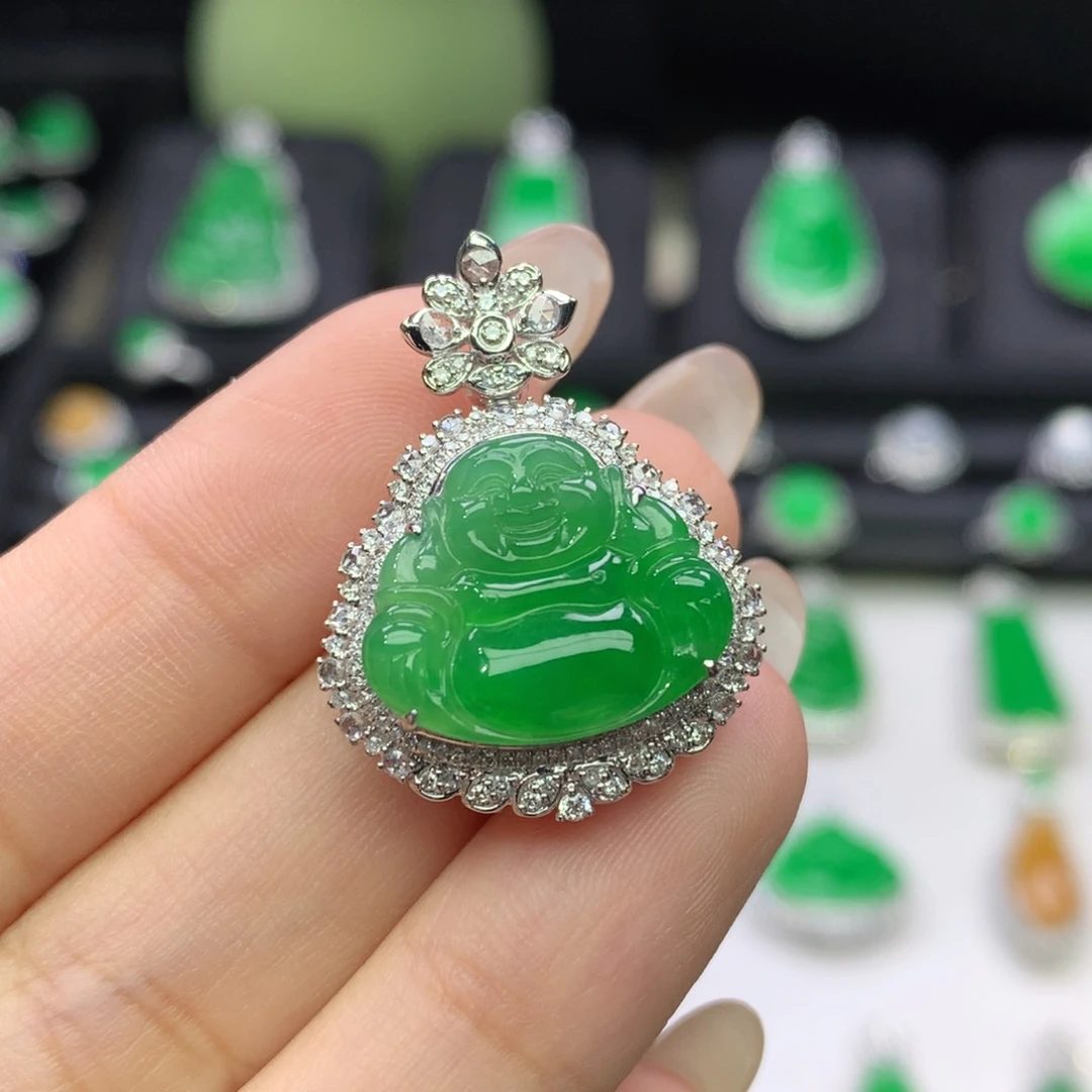 翡翠18K金镶嵌吊坠(不含链)