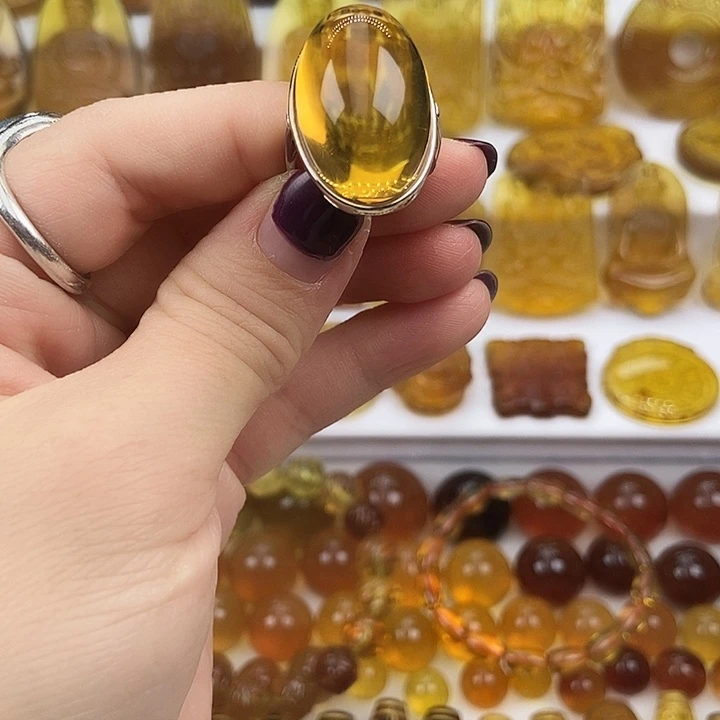 琥珀吊坠(不含链)未镶嵌天然缅甸琥珀茶珀戒指