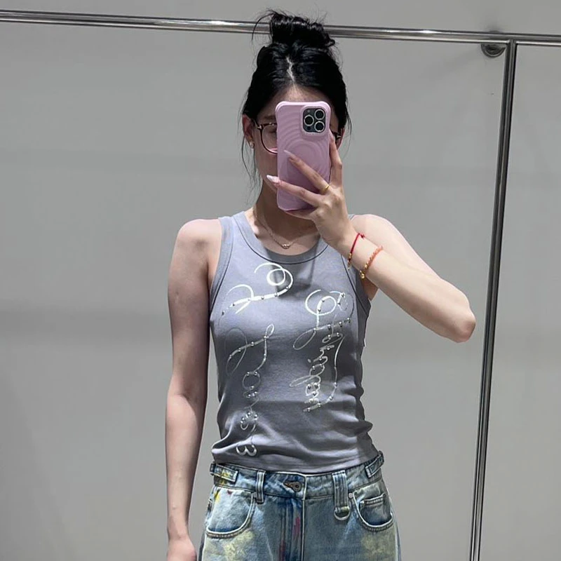 FORDARE/福蝶25设计师品牌夏季新款烫银运动背心