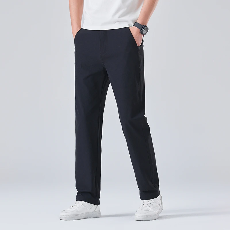 透气弹力春夏夏季男士冰氧丝直筒裤宽松休闲裤薄款修身潮流百搭