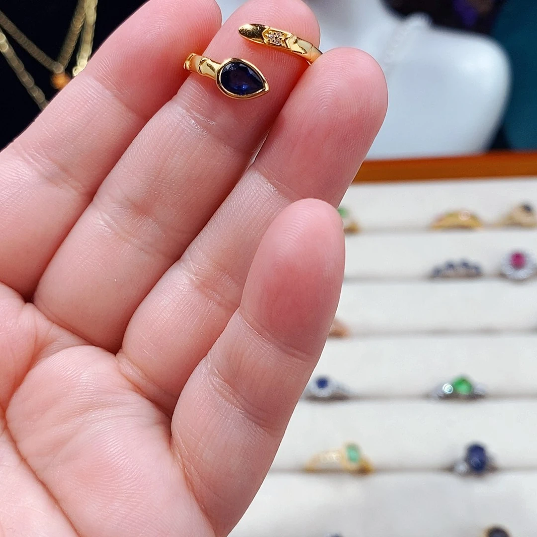 蓝宝石戒指银S925镶嵌