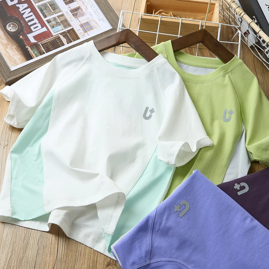 儿童圆领速干T恤2025夏季新款中大童休闲时尚百搭短袖6722