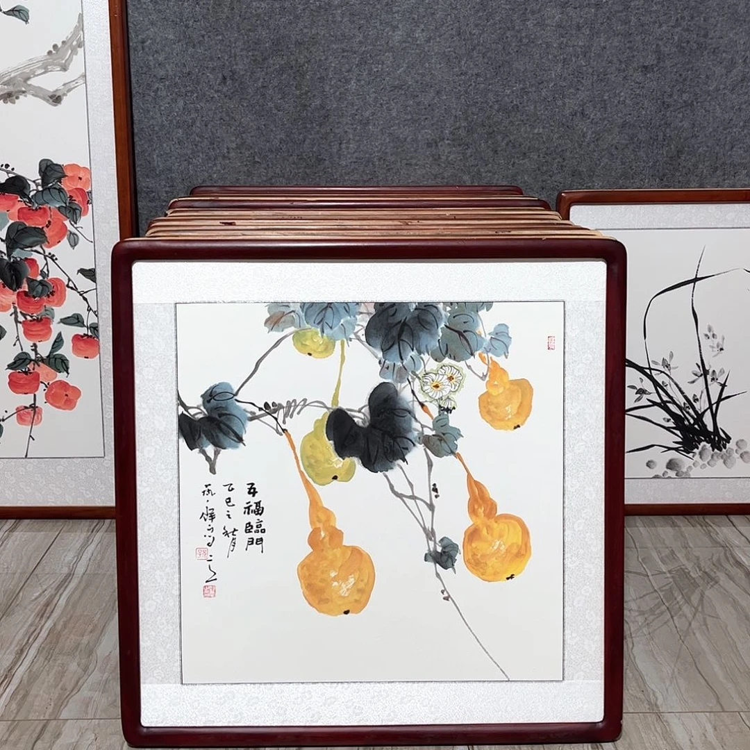 国画书画作品带框63×63