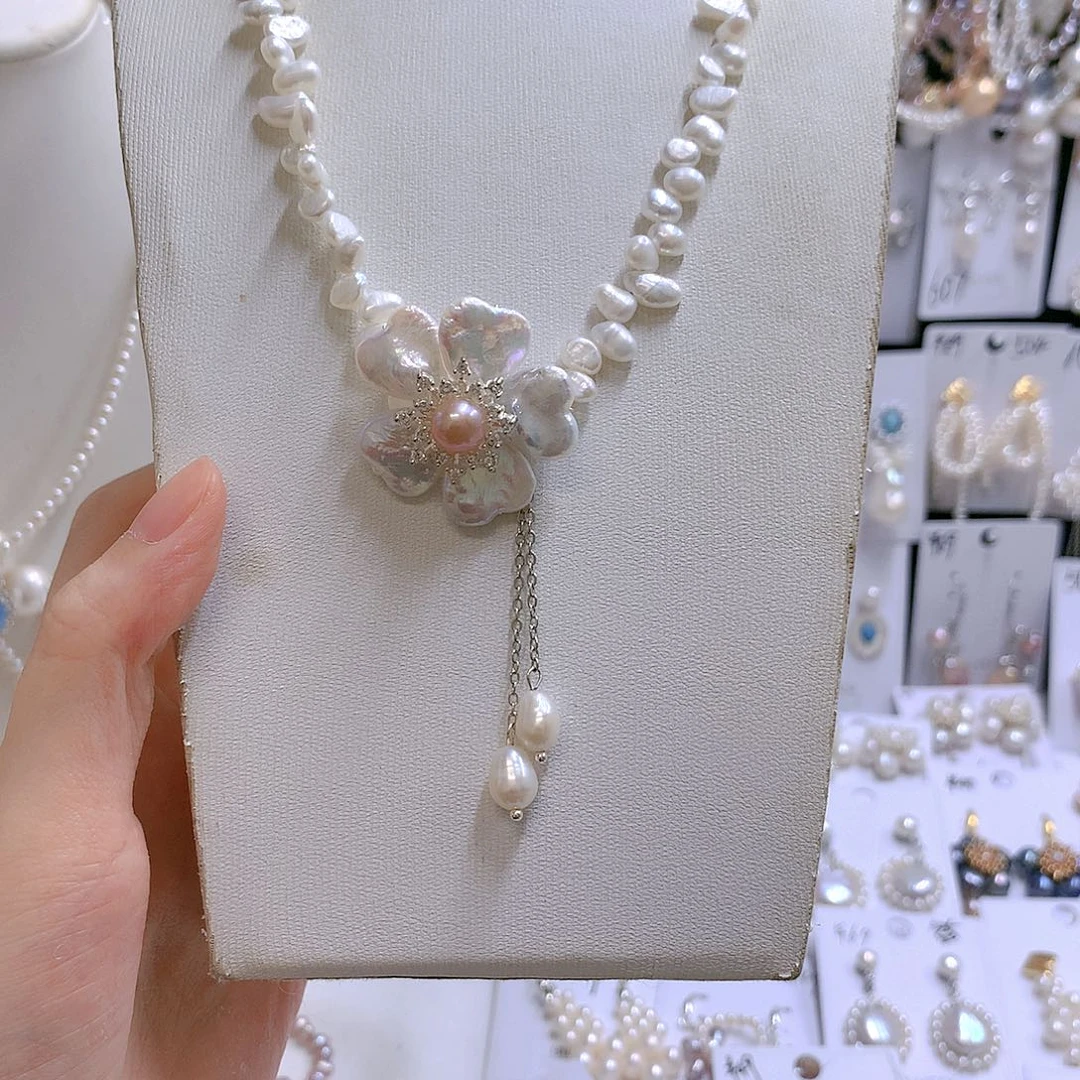 银S925镶嵌耳饰淡水珍珠小*鲤