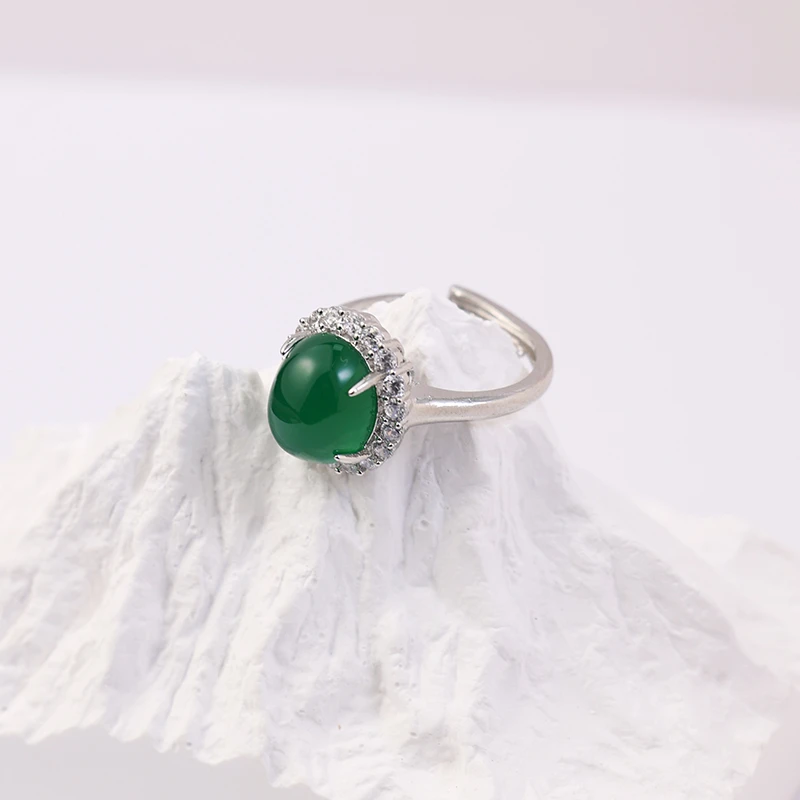 轻奢小众时尚设计感玉髓镶嵌简约款戒指MJ-88054