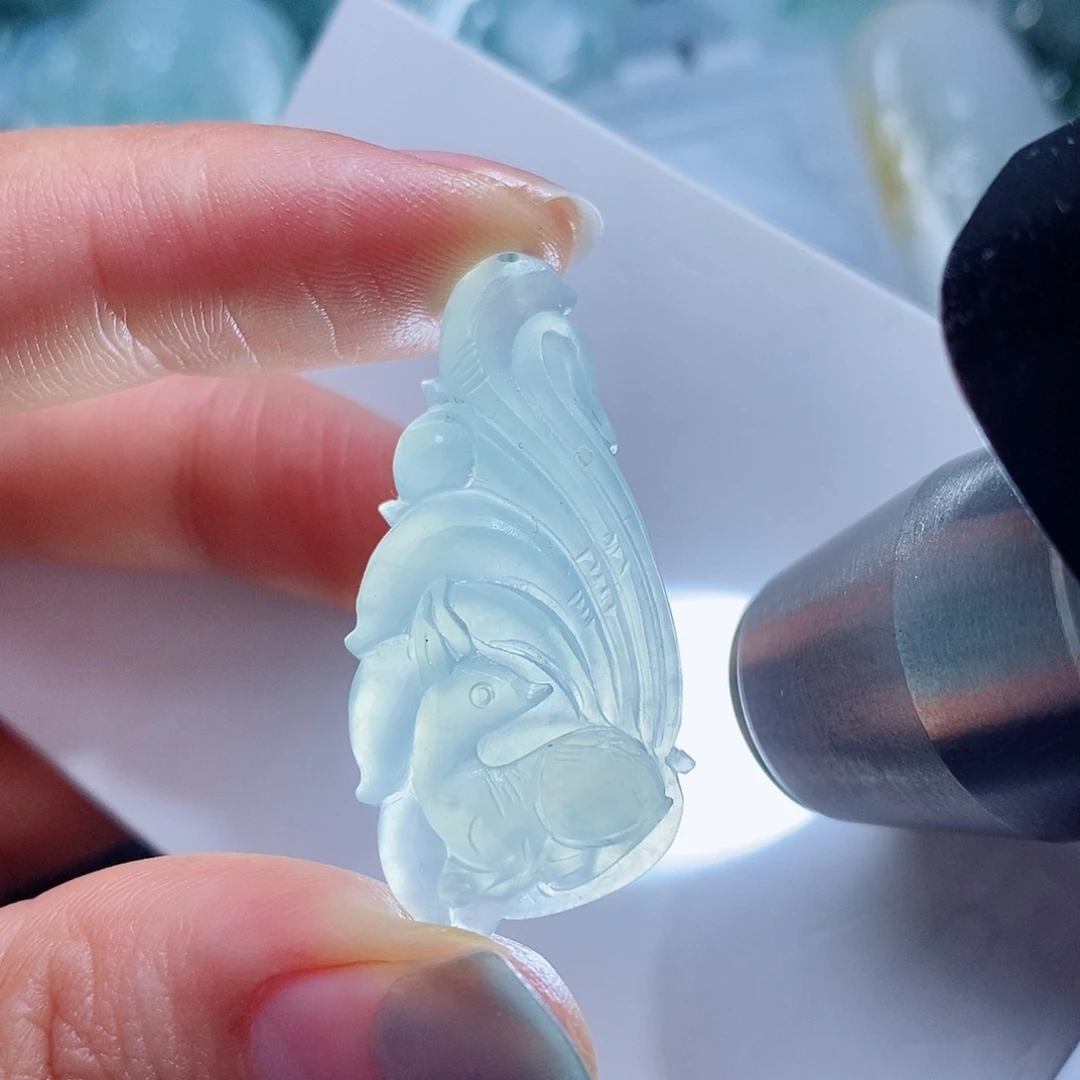 定制翡翠未镶嵌毛货付款后确认抛光