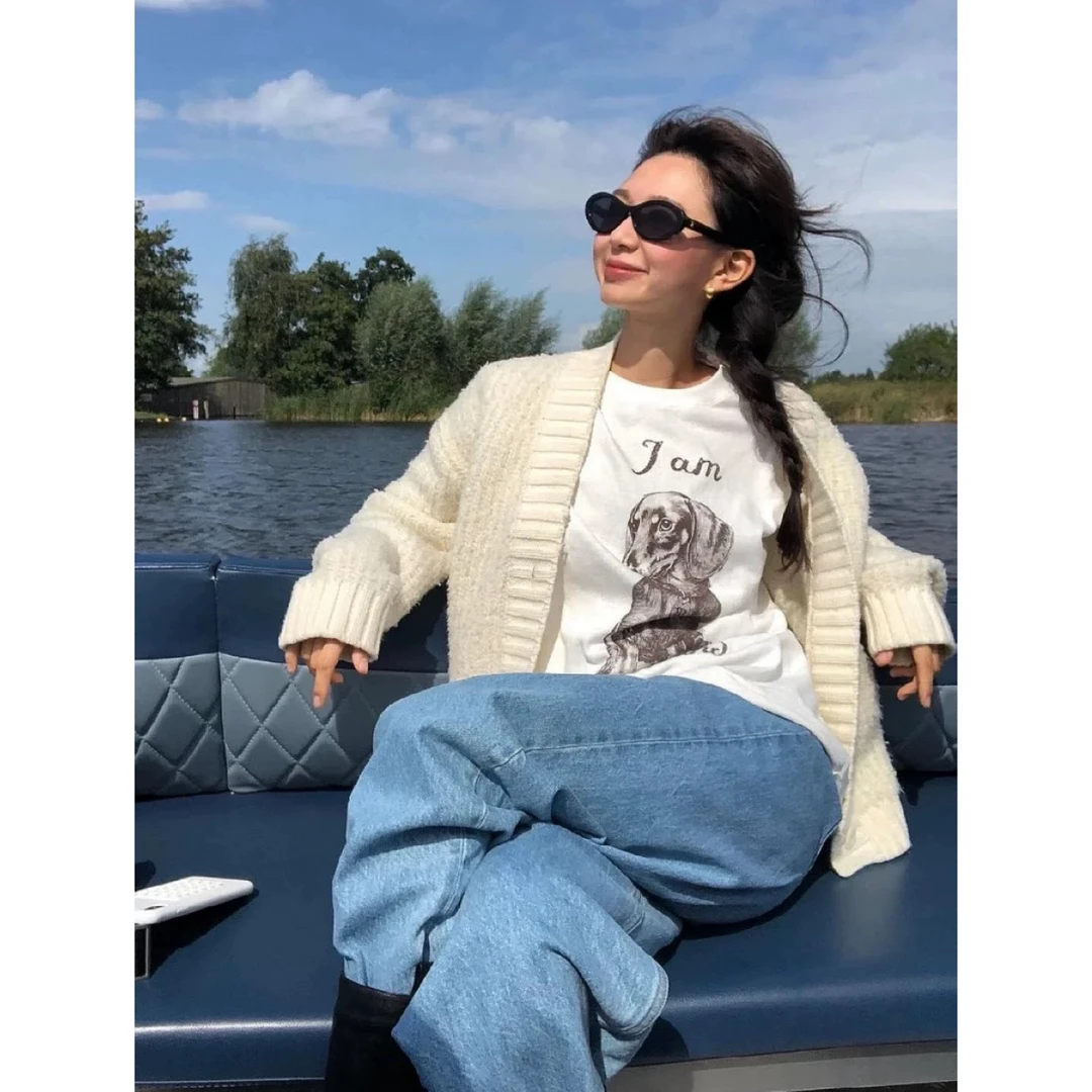 【巴罗日记】far*字母小狗图案印花短袖上衣～