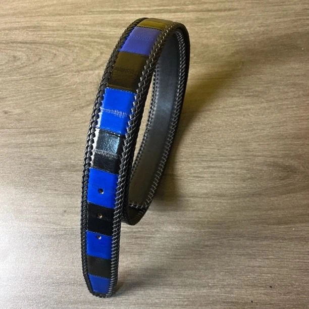 鳗鱼皮腰带男士皮带打眼不带头裤带