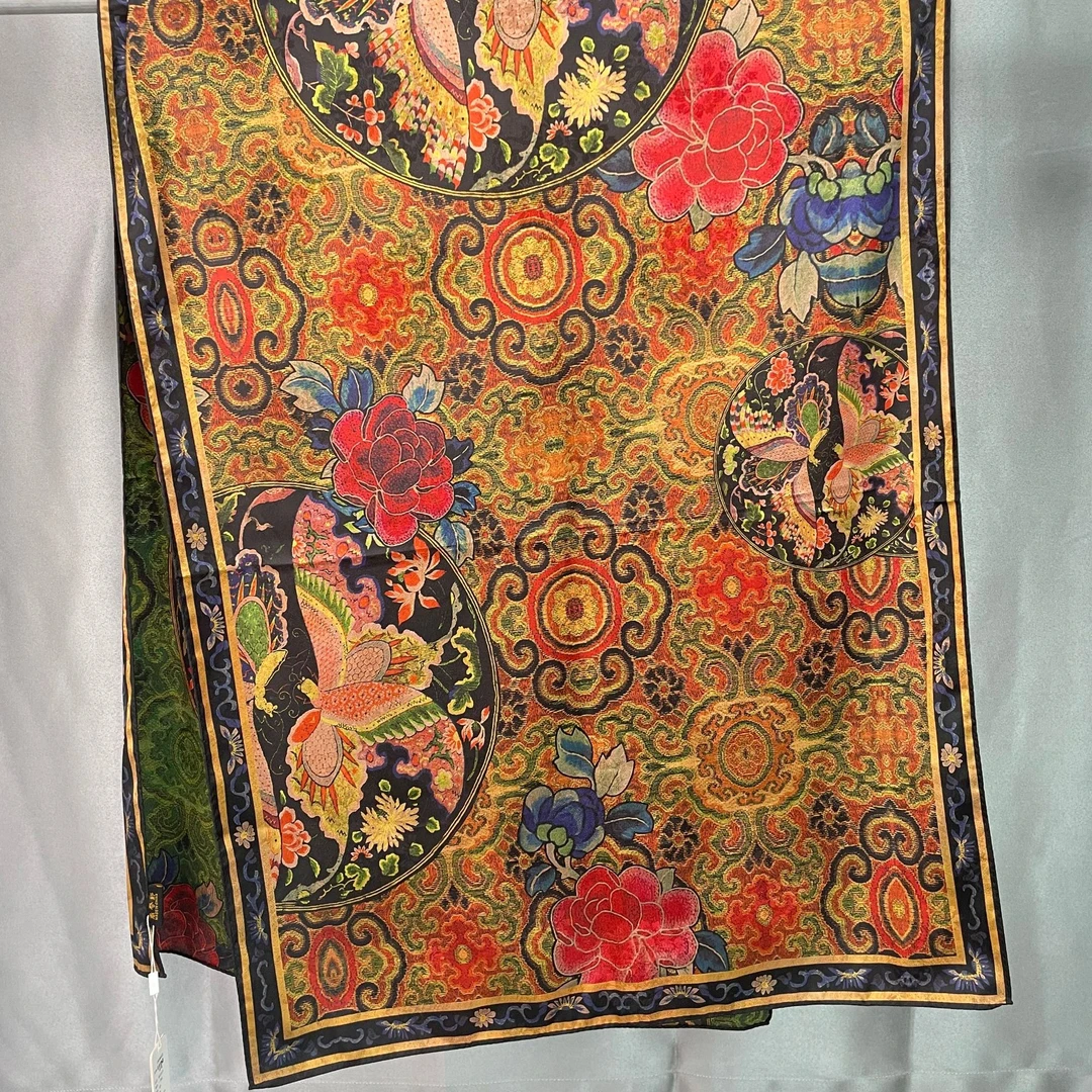 #101  双生蝶  新款70*180长巾双面双色气质优雅春秋复古丝巾