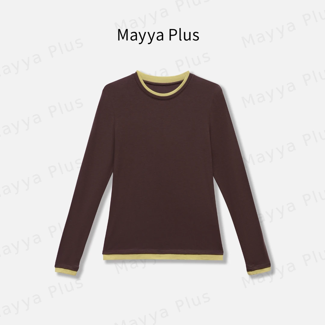 【挚爱肤感】Mayya Plus麦芽定制假两件撞色流光风针织上衣32537082
