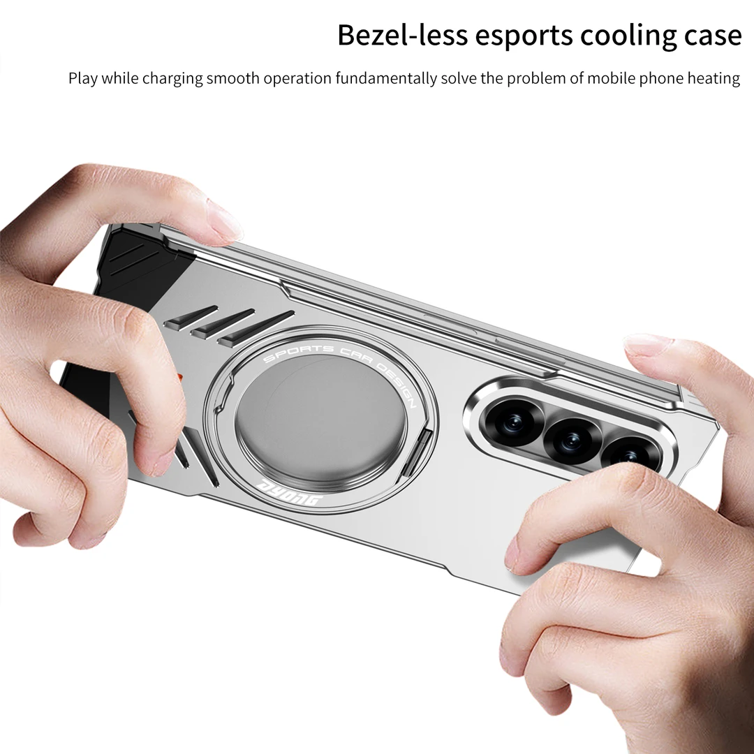 适用三星Z fold7折叠金属弹扣散热镂空防摔手机壳磁吸支架裸机感
