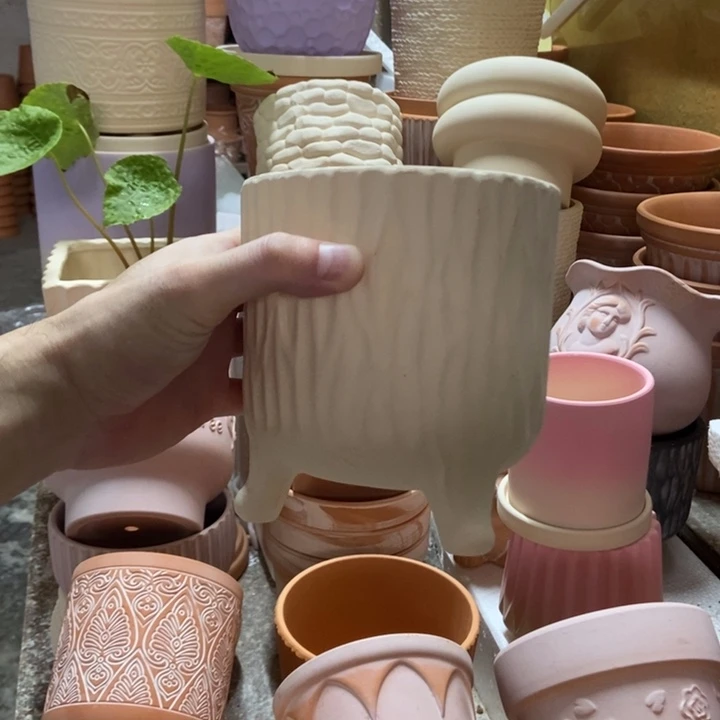 13×14白陶三脚树纹1个