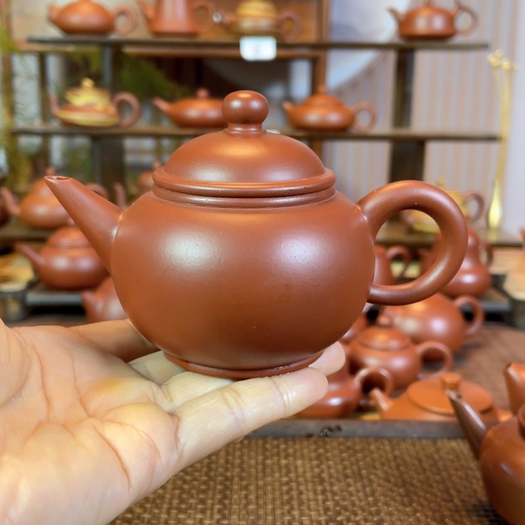 茶壶紫砂岁**海潮州手工手拉朱泥水平壶