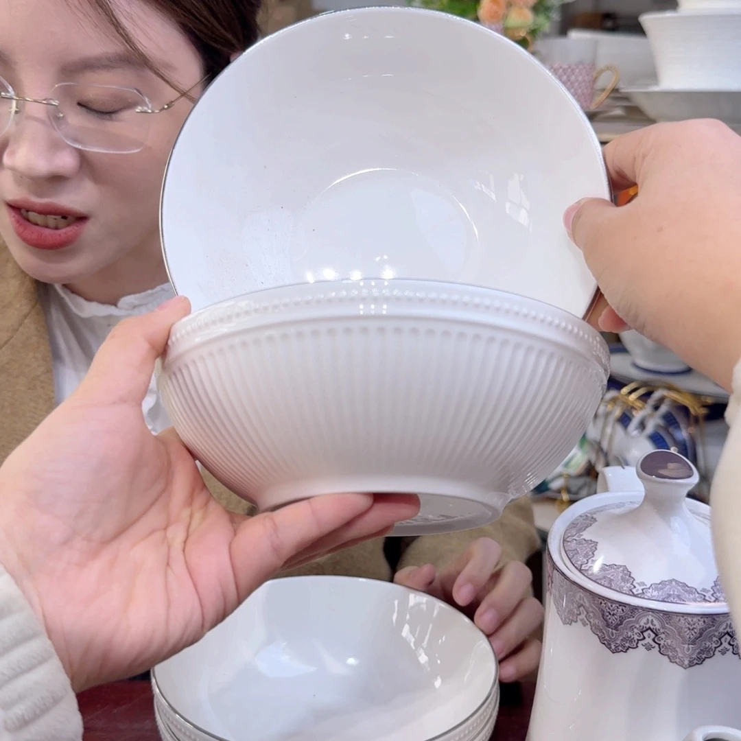 骨瓷7英寸饭碗17cm6个外贸骨瓷