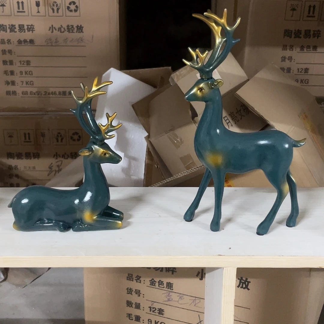 有机玻璃蓝色鹿一对1111