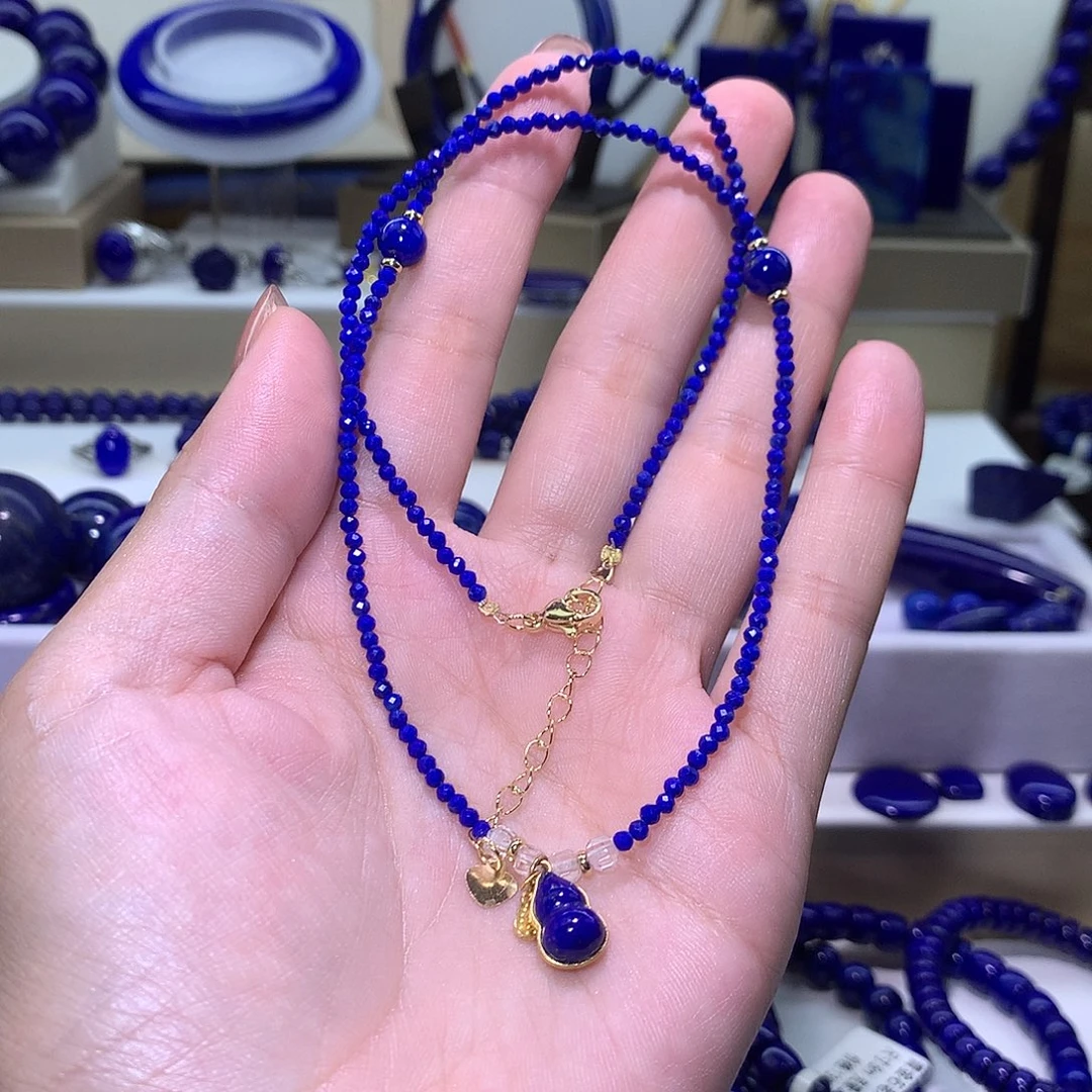 青金石合金天然原矿项链2m+