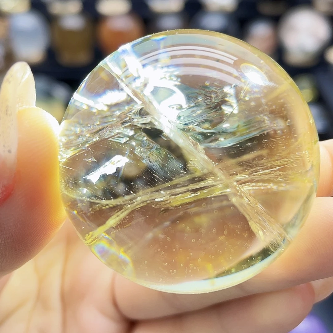 水晶珠宝半成品未镶嵌天然黄水晶42.8mm