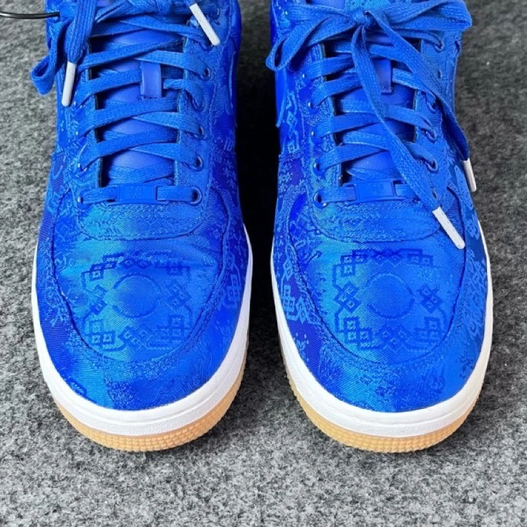 95新 LANVIN af1蓝丝绸44.5码原盒e1805鞋