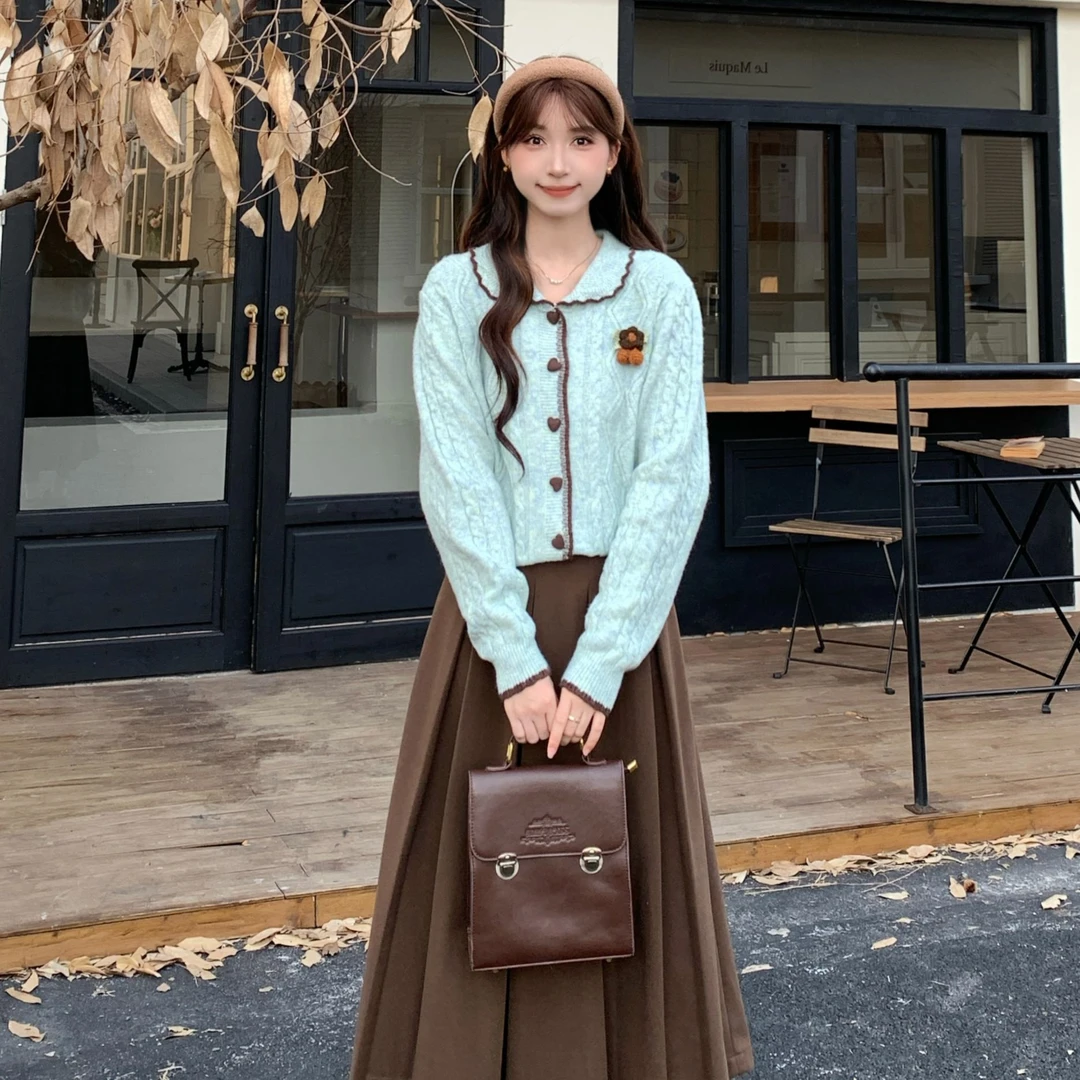 慕兔法式小个子百搭甜美长袖针织开衫女2025秋季新款时尚百搭上衣