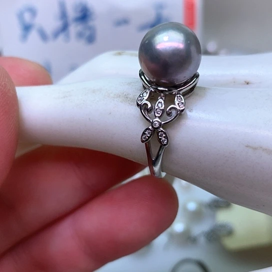 银S925镶嵌耳饰淡水珍珠
