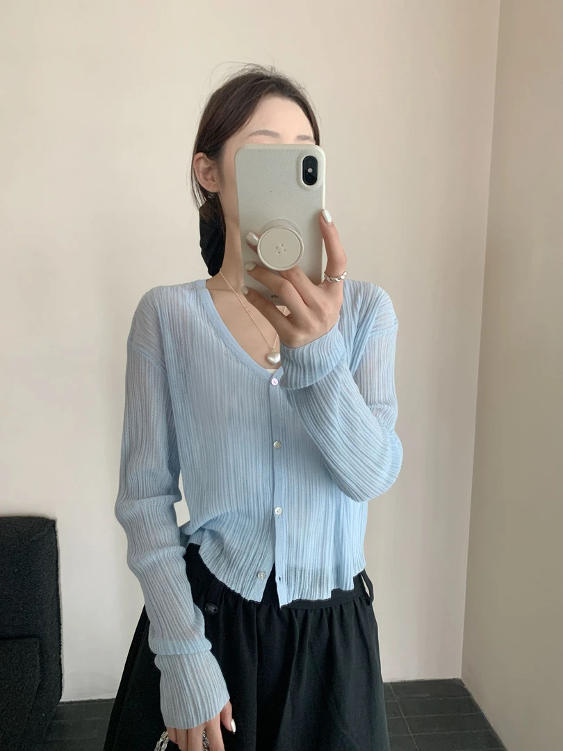 【DUODUO 809911】夏季竹节麻清凉爆款防晒女百搭针织开衫