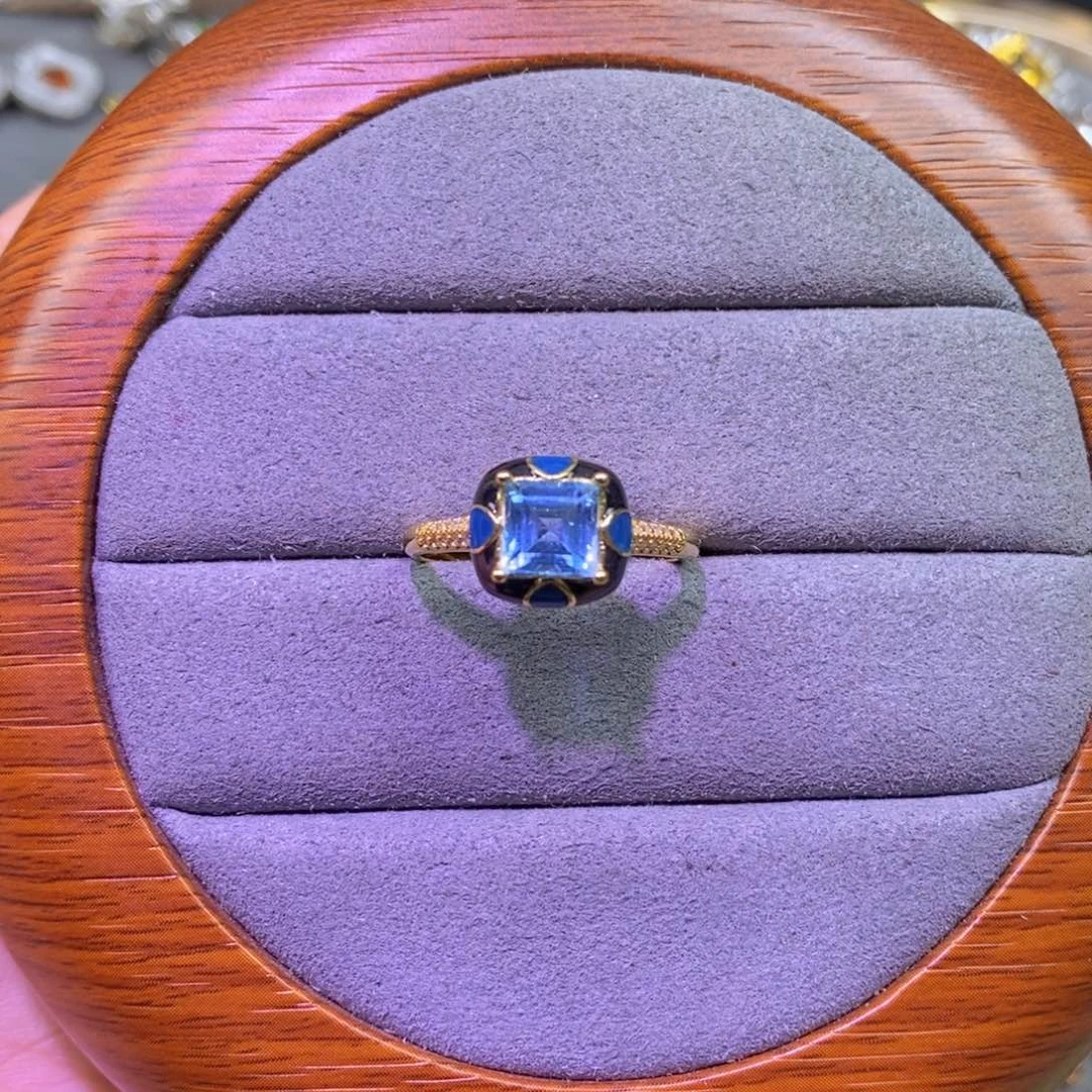 托帕石戒指银S925镶嵌