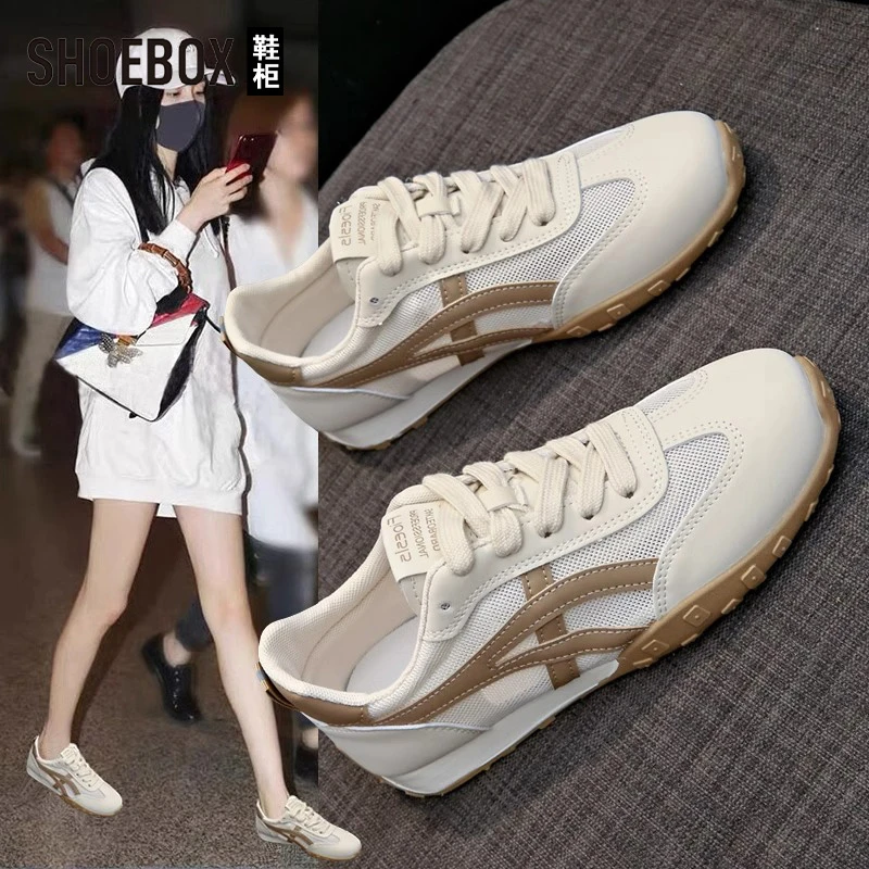 SHOEBOX鞋柜网面透气阿甘鞋女2025新款夏百搭休闲运动德训鞋