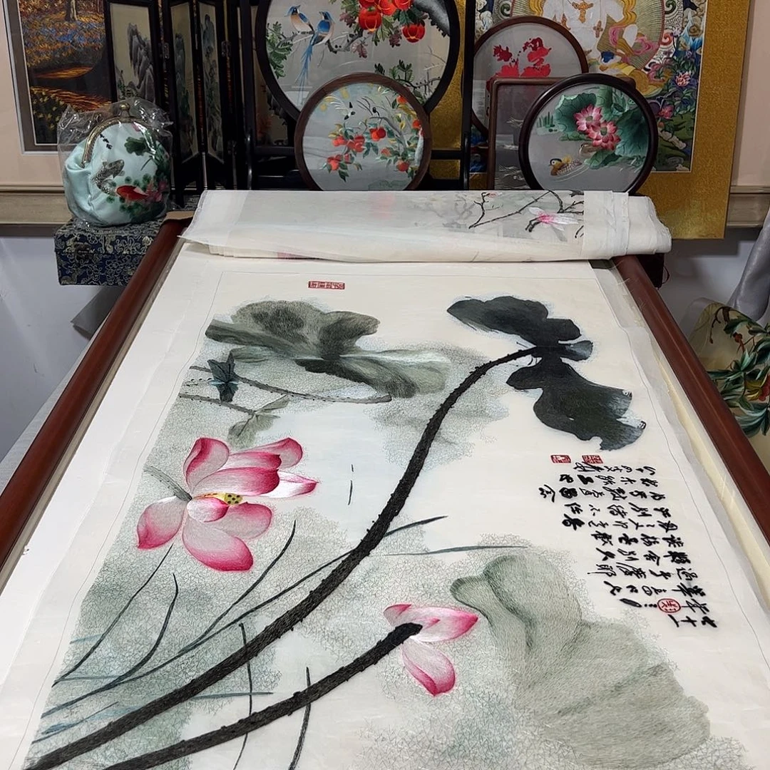 行***行刺绣纯手工刺绣画