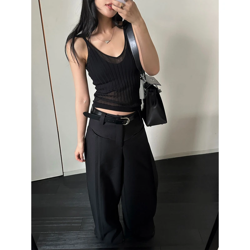 左边女装纳米纤维针织打底背心2025春季新款轻薄透视吊带背心