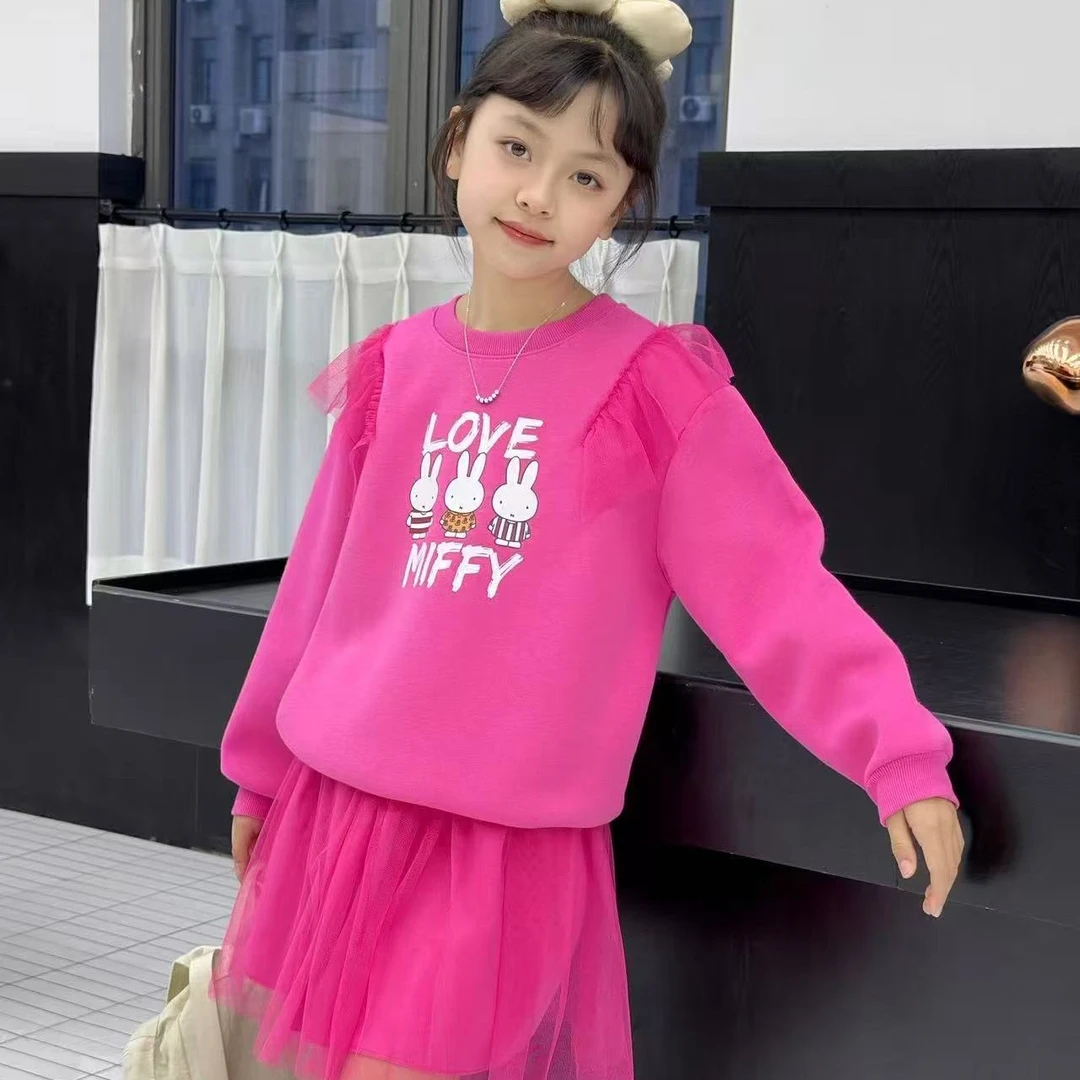 6034米F女童时尚秋款卫衣短裙套装