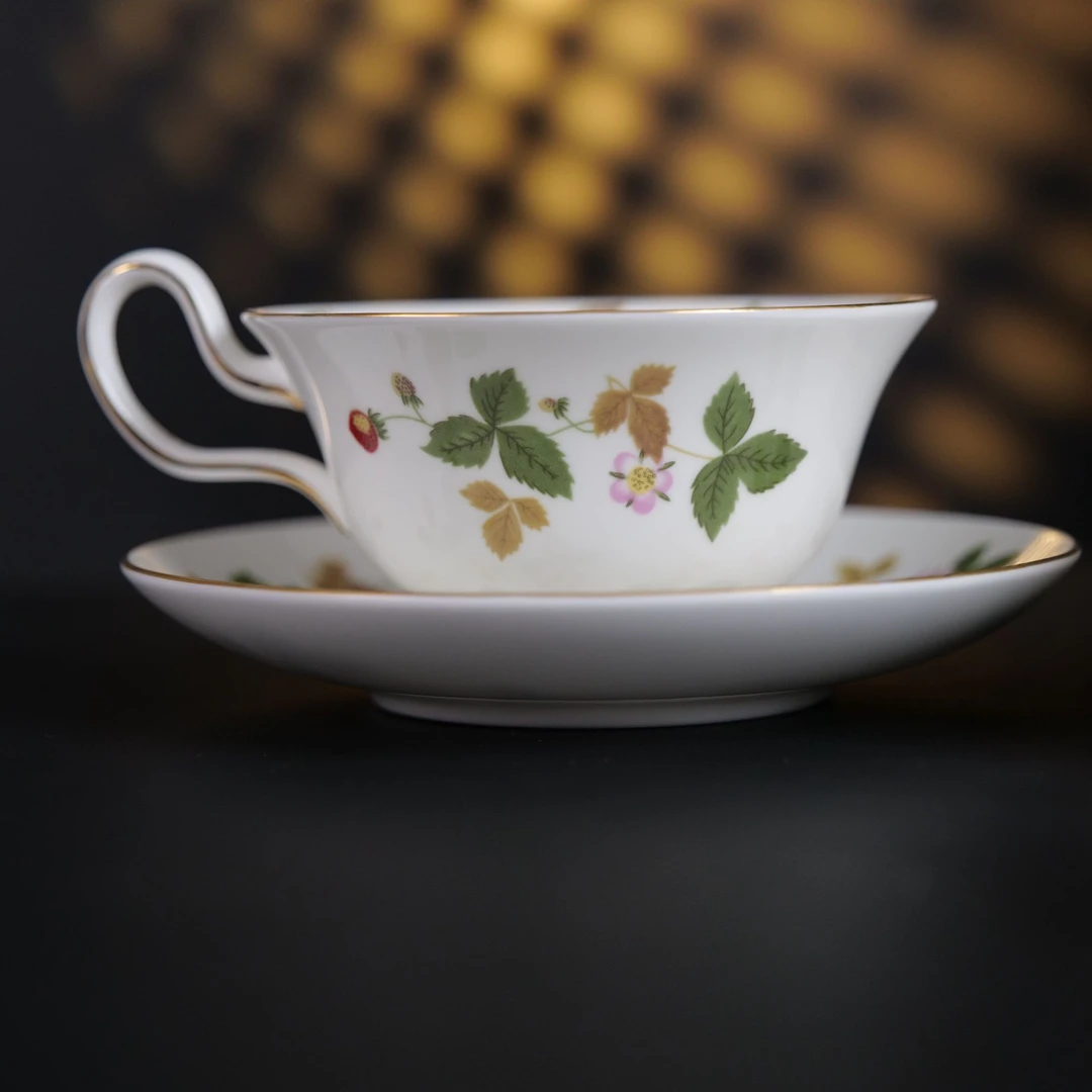 野草莓花2杯2碟=双人咖啡套装系列高档轻奢陶瓷杯碟精致家用手工