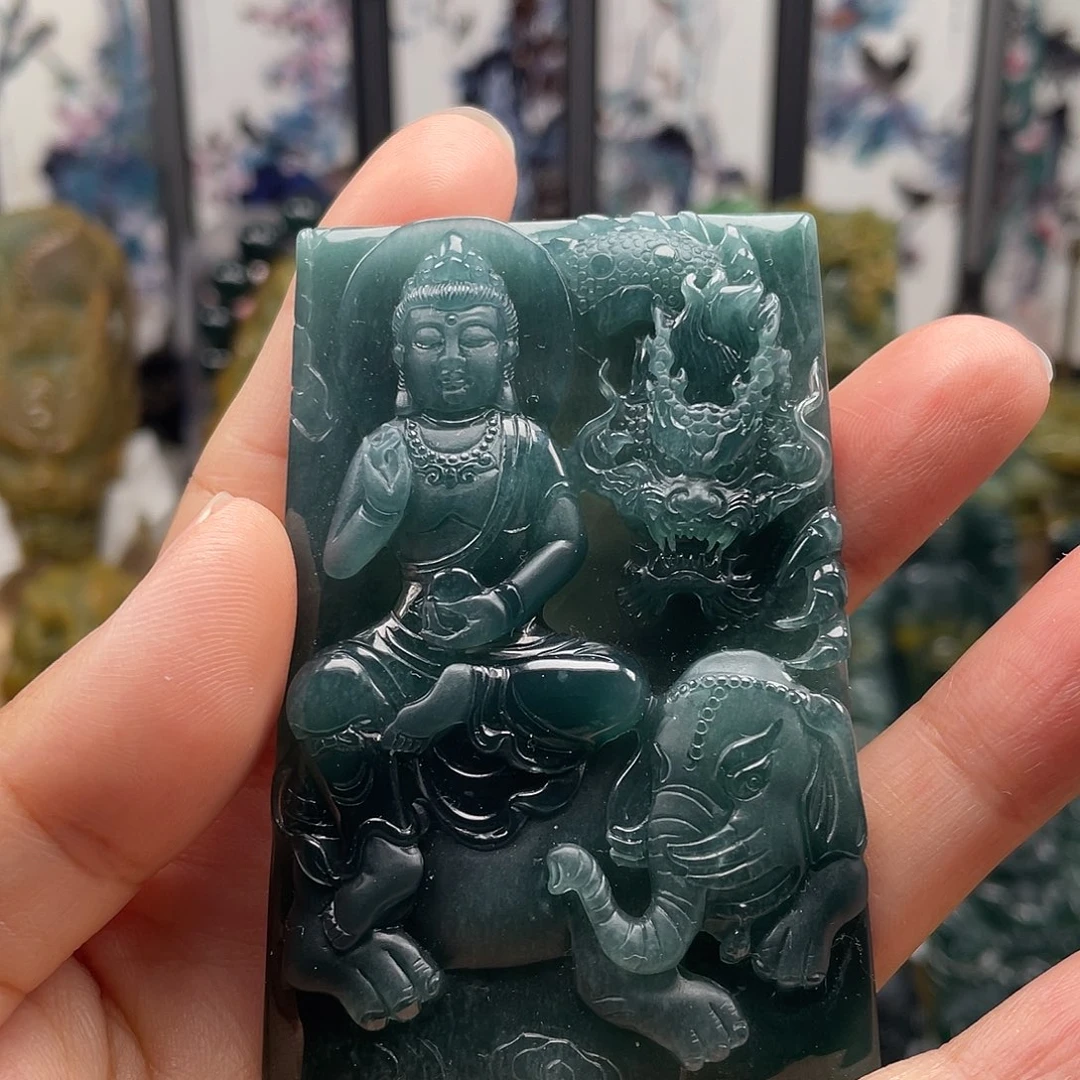 翡翠未镶嵌颈饰天然翡翠a货普贤
