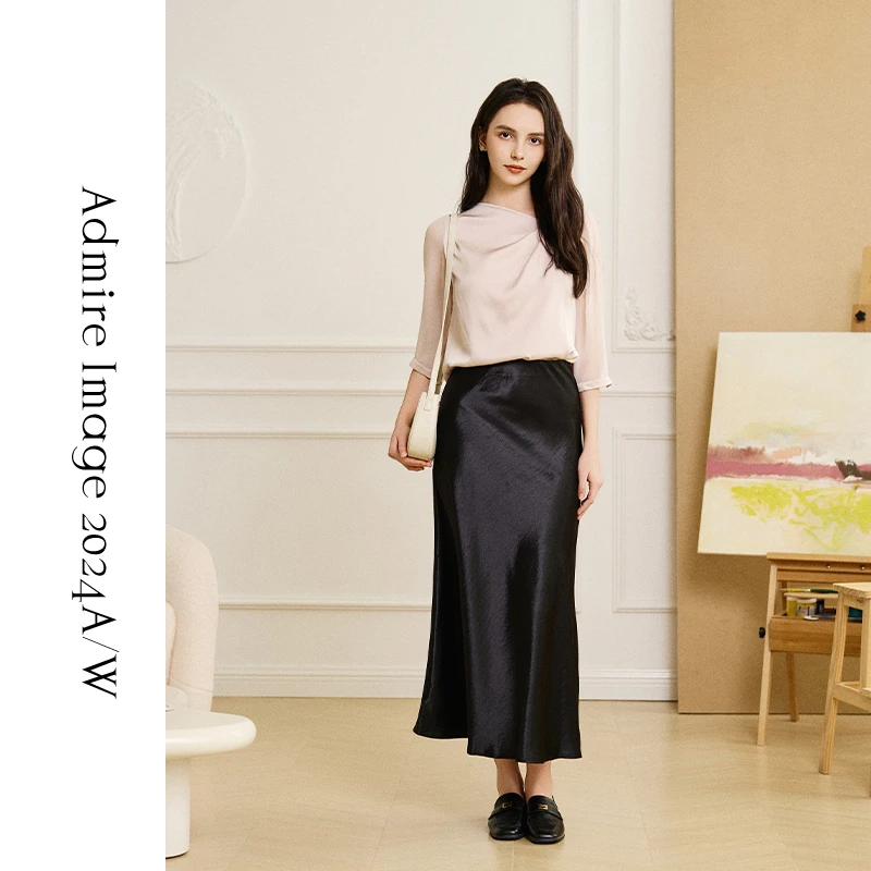 质感半身长裙高腰时尚休闲百搭开叉显瘦春夏简约包臀优雅气质